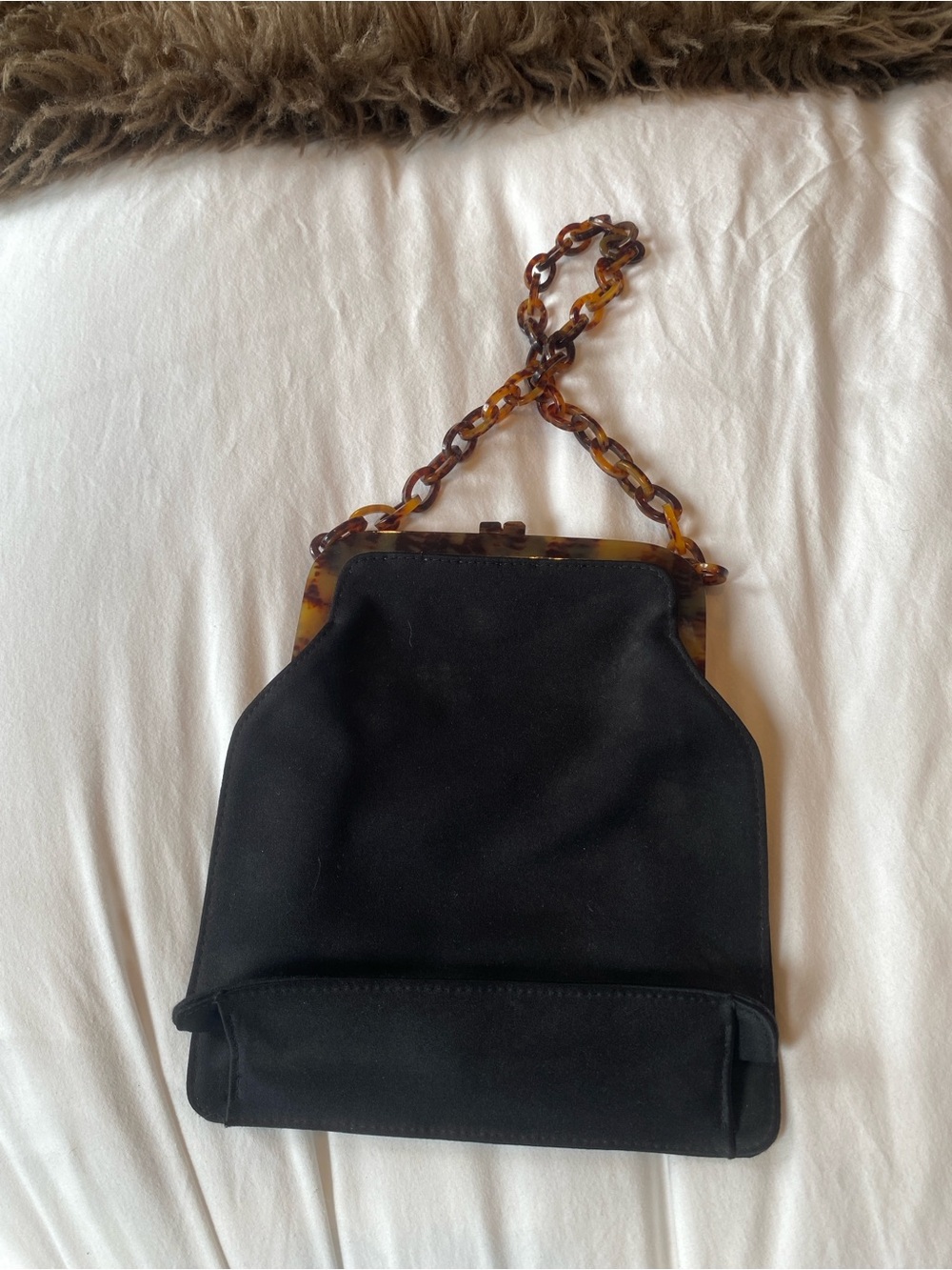 Carrie Forbes Frame-Top Clutch with Tortoiseshell Chain Handle